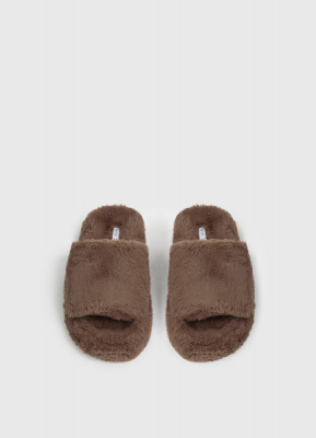 Тапочки с искусственным мехом, Бежевый