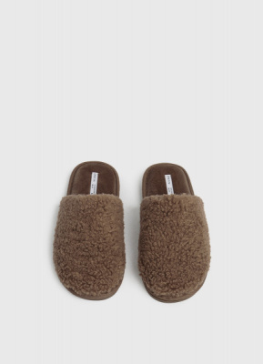 Тапочки с искусственным мехом, Бежевый