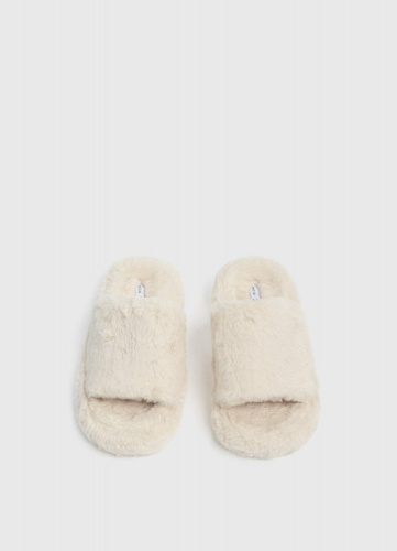 Тапочки с искусственным мехом, Бежевый