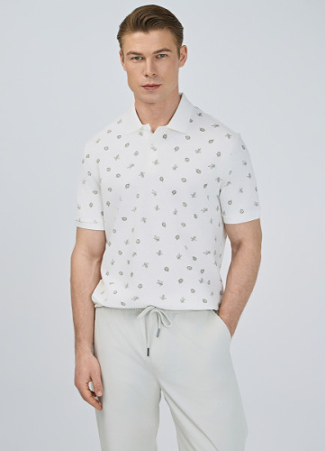 Поло с принтом, Белый