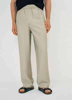 Широкие брюки из вискозы, Бежевый