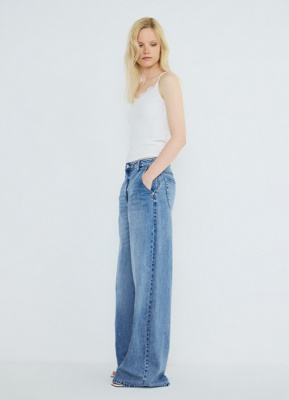 Широкие джинсы с высокой посадкой из лиоцелла, Голубой