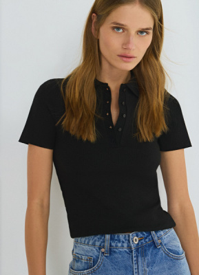 Поло в рубчик, Черный