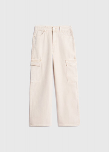 Джинсы с карго-карманами для девочек, Бежевый