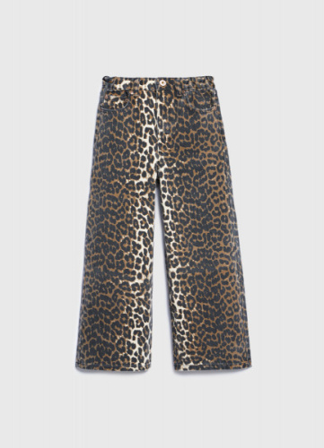 Широкие джинсы с леопардовым принтом для девочек, Мультицвет