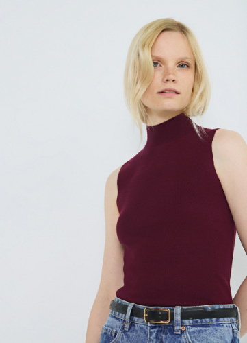 Вязаная майка с воротником-стойкой, Фиолетовый