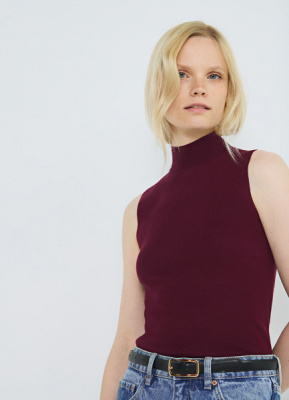 Вязаная майка с воротником-стойкой, Фиолетовый