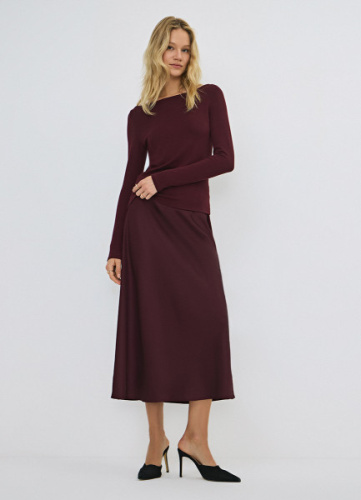 Юбка макси из сатина, Фиолетовый