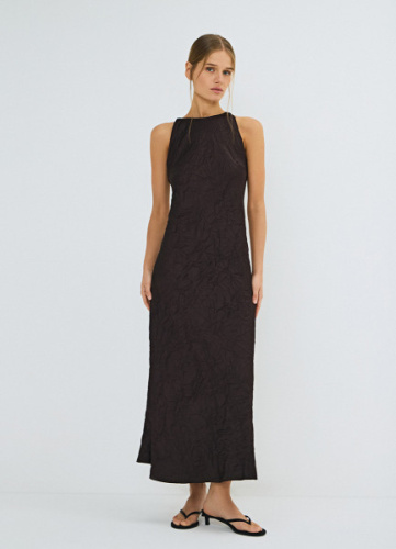 Платье из жатого сатина, Коричневый