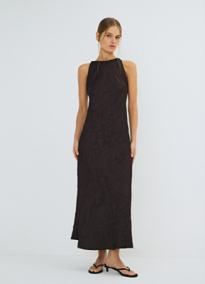 Платье из жатого сатина, Коричневый