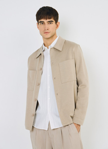 Куртка-рубашка из структурного трикотажа, Бежевый