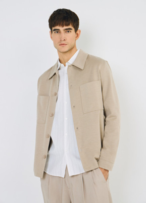 Куртка-рубашка из структурного трикотажа, Бежевый