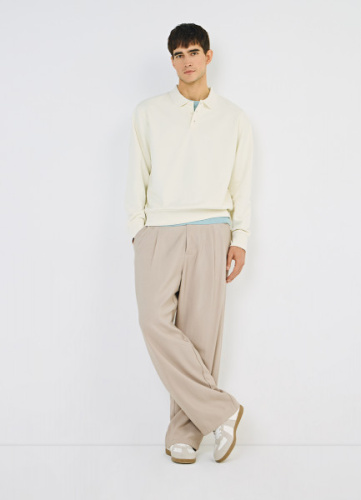 Джемпер с воротником-поло, Белый