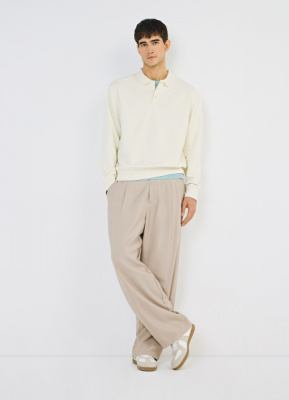 Джемпер с воротником-поло, Белый