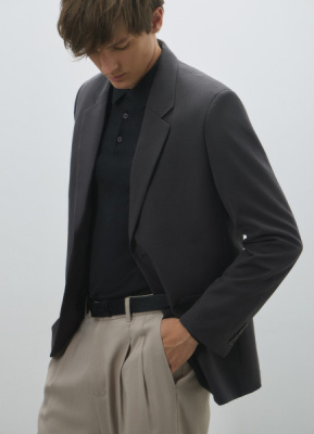 Однобортный пиджак из смесовой шерсти, Серый
