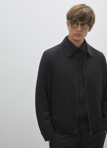 Бомбер из смесовой шерсти, Серый