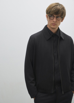 Бомбер из смесовой шерсти, Серый