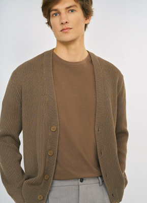 Кардиган с эффектом стирки, Желтый