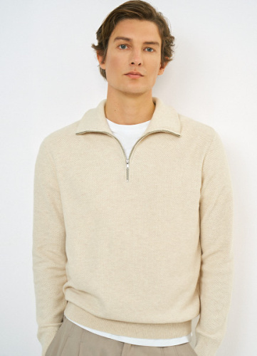 Текстурный джемпер на молнии, Белый