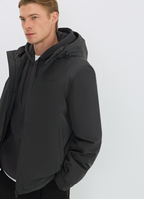 Утеплённая куртка с капюшоном, Серый