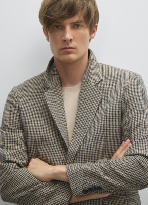 Однобортный пиджак из смесовой шерсти, Коричневый