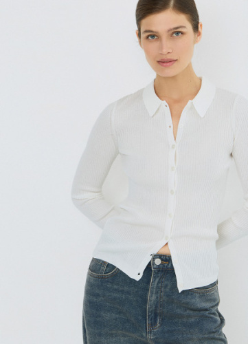 Кардиган в рубчик, Белый