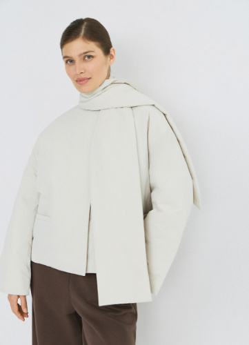 Утеплённая куртка с шарфом, Бежевый