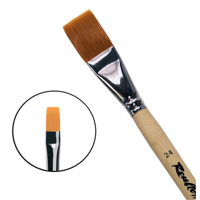 Кисть синтетика №24 плоская Roubloff "1222" длинная ручка п/лак