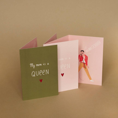 Открытка "My mom is a queen" green (раскладная)