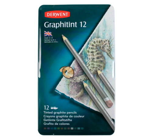 Набор карандашей акваграфитных Derwent "Graphitint" 12 шт в металле