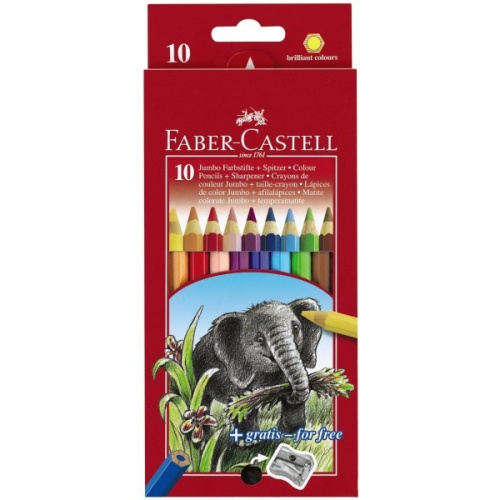 Набор карандашей цветных Faber-castell "Jumbo" 10 шт в картоне