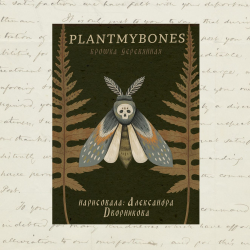 Деревянная брошка Дворникова А. "Мотылек"