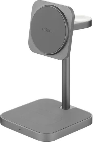 Беспроводное зарядное устройство uBear Evoke 3в1 Qi2, 25Вт серый