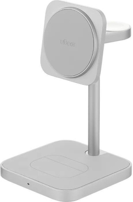 Беспроводное зарядное устройство uBear Evoke 3в1 Qi2, 25Вт серебро