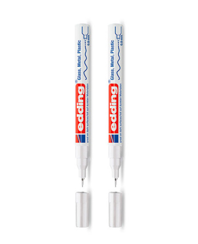 Набор маркеров декоративных, лаковых Edding 2 шт, 2-4 мм кругл наконечник, в блистере Белый