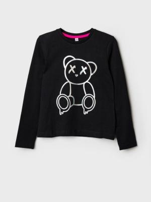 Фуфайка трикотажная для девочек (футболка с длинными рукавами)