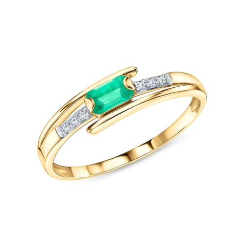 Золотое кольцо с бриллиантами природными и изумрудами природными