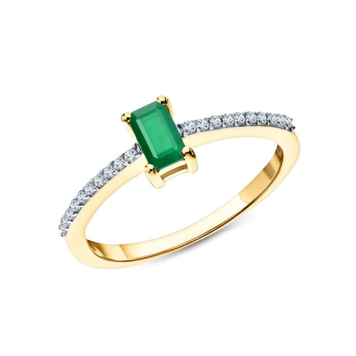 Серебряное кольцо с фианитами и изумрудами природными