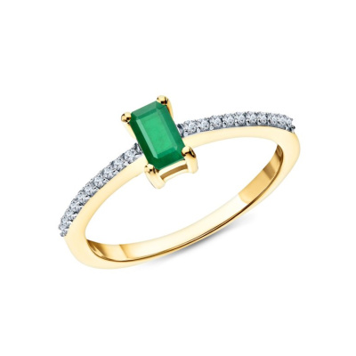 Серебряное кольцо с фианитами и изумрудами природными