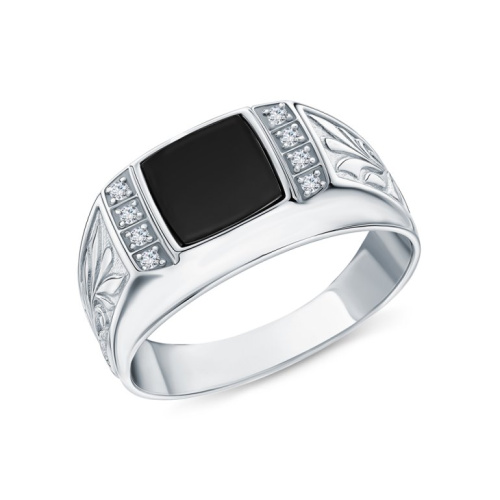 Серебряное кольцо с эмалью и фианитами