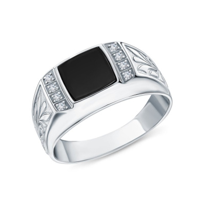 Серебряное кольцо с эмалью и фианитами