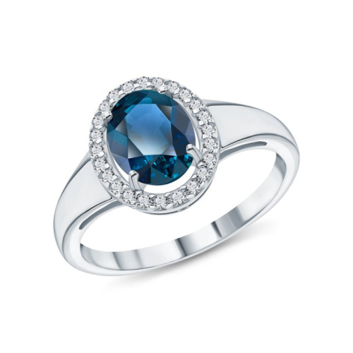 Золотое кольцо с фианитами и топазами природными