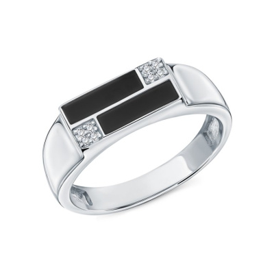 Серебряное кольцо с эмалью и фианитами