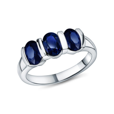 Серебряное кольцо с сапфирами природными