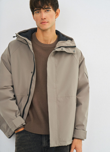 Утеплённая парка с капюшоном, Бежевый