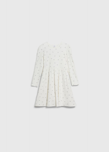 Трикотажное платье c принтом для девочек, Белый
