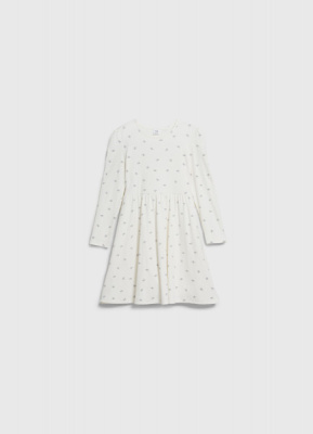 Трикотажное платье c принтом для девочек, Белый