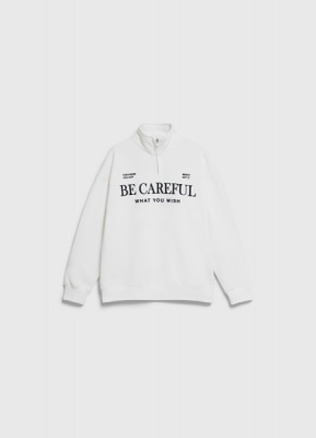 Свитшот с воротником-стойкой для девочек, Белый