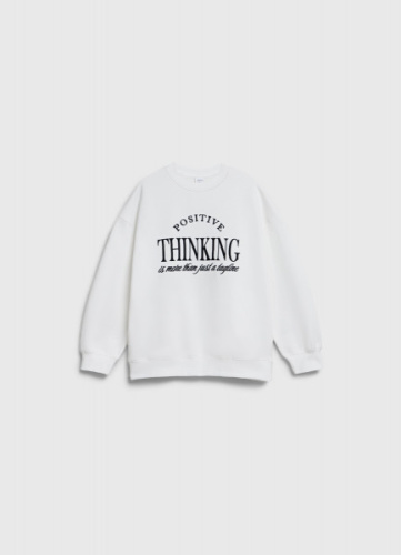 Свитшот с вышивкой для девочек, Белый