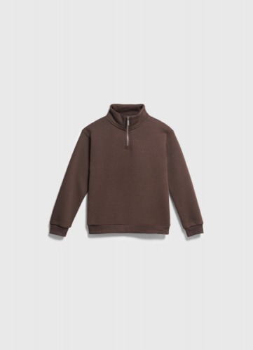 Свитшот с воротником-стойкой на молнии для мальчиков, Коричневый